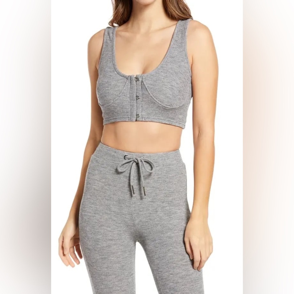 ◾️Lavish Alice Lounge Corset Style Ribbed Cropped Camisole Top - Picture 3 of 10